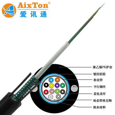 Singlemode 9/125 Fiber Optic Cable 2-24 Core Uni Tube GYXTW