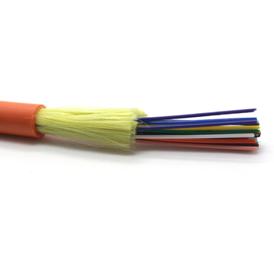 12 noyaux GJFJV intérieur OM3 OM1 OM2 MM Distribution de tampon étroit Cable à fibre optique pour le rayon de flexion 10D/20D mm en boîte