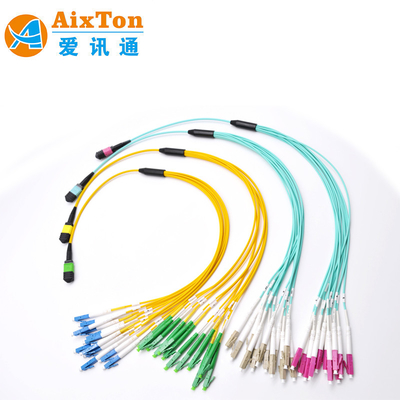 Mode unique 8 12 24 Cœur OM3 câble MPO en fibre optique pour MPO MTP pont en fibre optique avec 10G Ethernet Distance 300m à 850nm