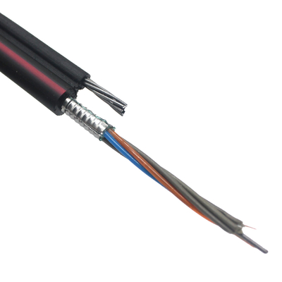 Câble à fibre optique blindé aérien à 1-144 coeurs en forme de 8, 1KM 2KM 4KM Noir extérieur FTTH autoportant GYTC8S